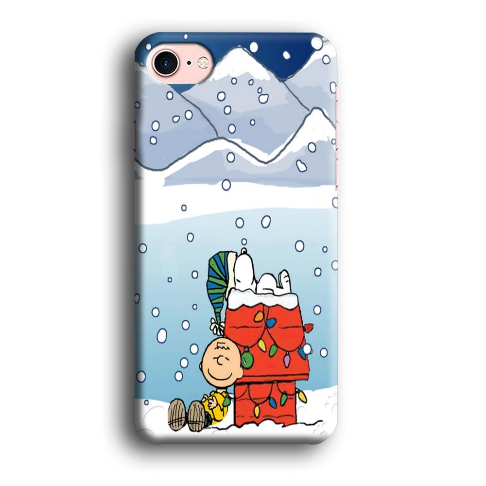 Charlie and Snoopy Sleep on The Snow iPhone 8 Case-Plastic / Full Wrap (3D Case)-Xtracase