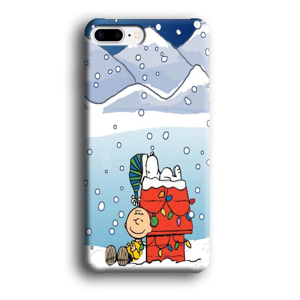 Charlie and Snoopy Sleep on The Snow iPhone 8 Plus Case-Plastic / Full Wrap (3D Case)-Xtracase