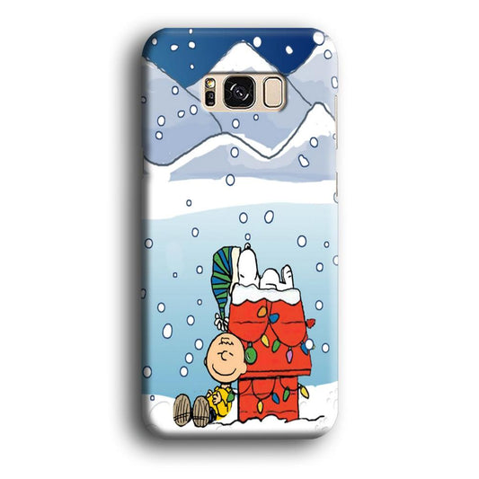 Charlie and Snoopy Sleep on The Snow Samsung Galaxy S8 Plus Case-Plastic / Full Wrap (3D Case)-Xtracase