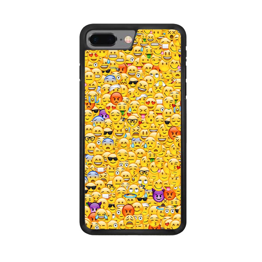 Collection Of Emoticons iPhone 7 Plus Case-Rubber / Black (2D Case)-Xtracase