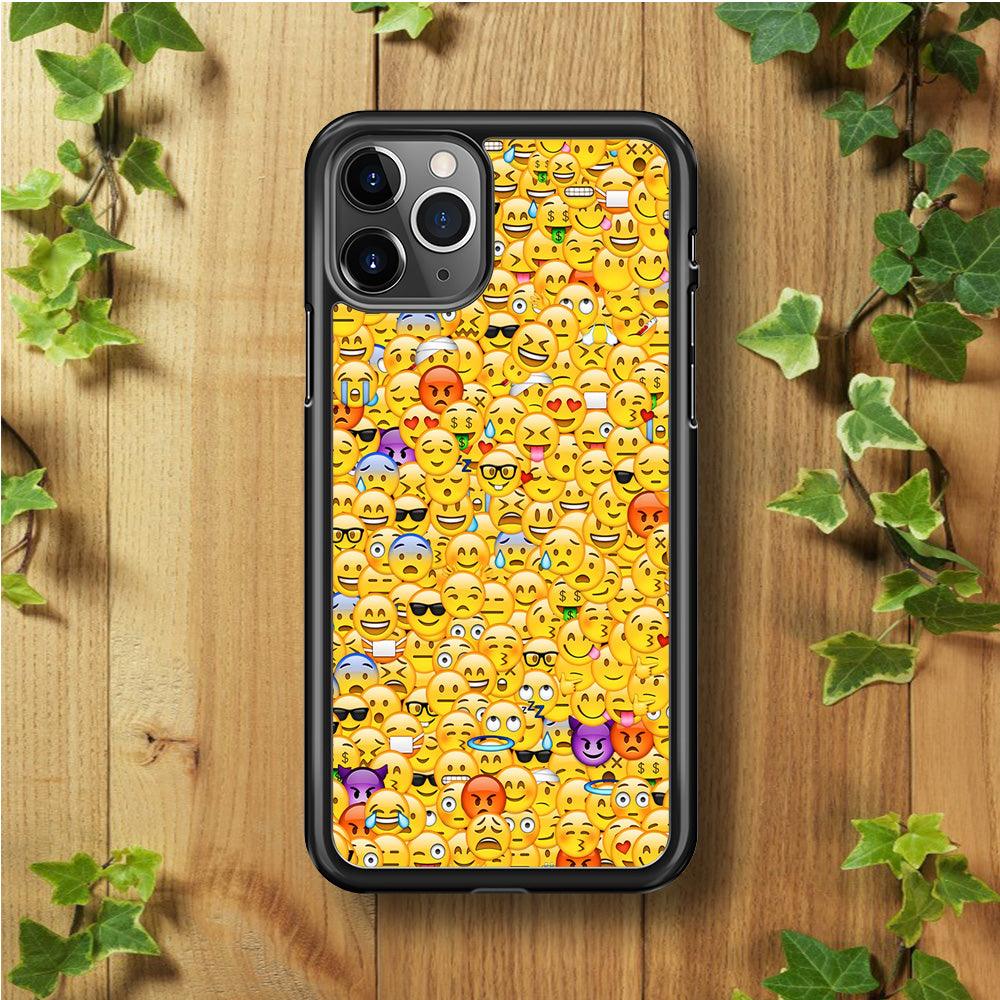 Collection Of Emoticons iPhone 11 Pro Max Case-Rubber / Black (2D Case)-Xtracase