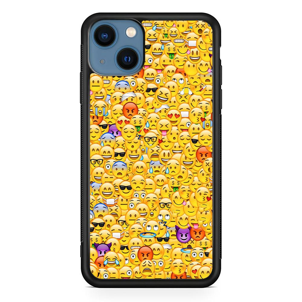 Collection Of Emoticons iPhone 13 Mini Case-Rubber / Black (2D Case)-Xtracase