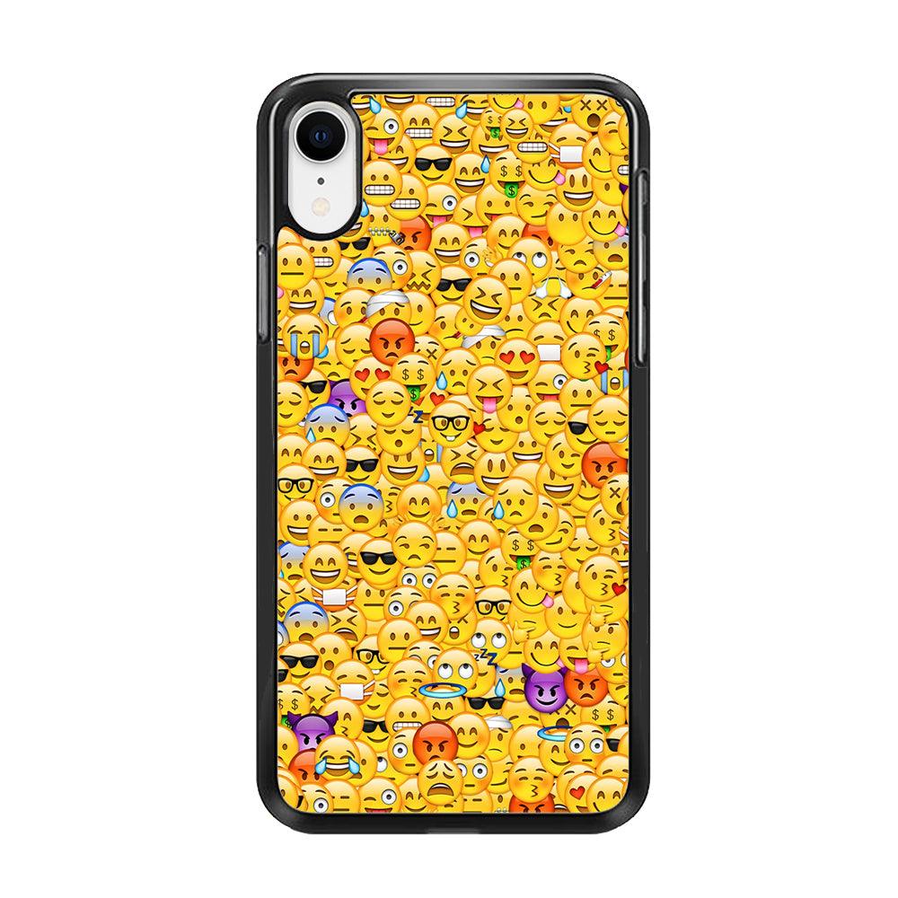 Collection Of Emoticons iPhone XR Case-Rubber / Black (2D Case)-Xtracase