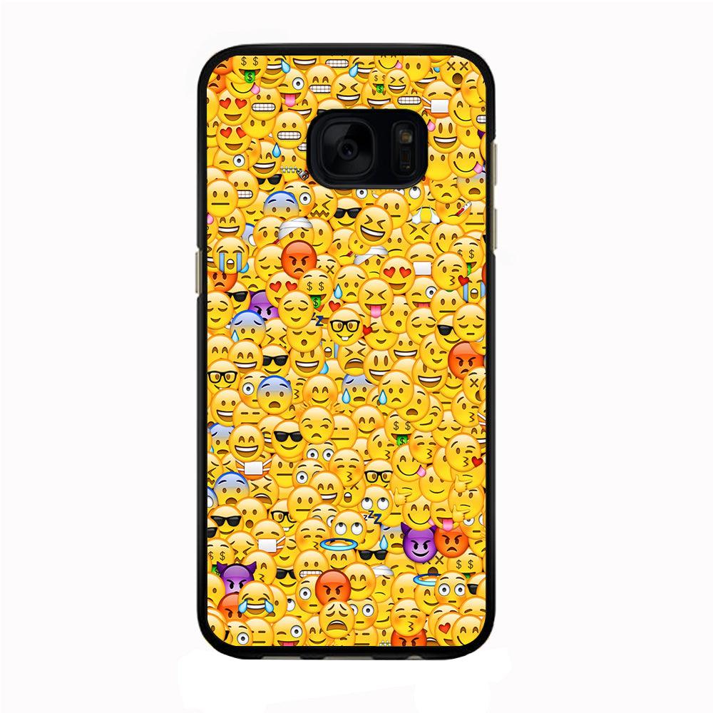 Collection Of Emoticons Samsung Galaxy S7 Edge Case-Rubber / Black (2D Case)-Xtracase