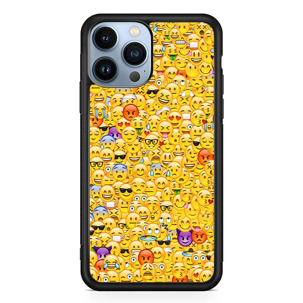 Collection Of Emoticons iPhone 13 Pro Max Case-Rubber / Black (2D Case)-Xtracase