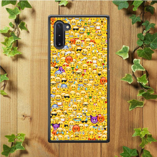 Collection Of Emoticons Samsung Galaxy Note 10 Case-Rubber / White (2D Case)-Xtracase
