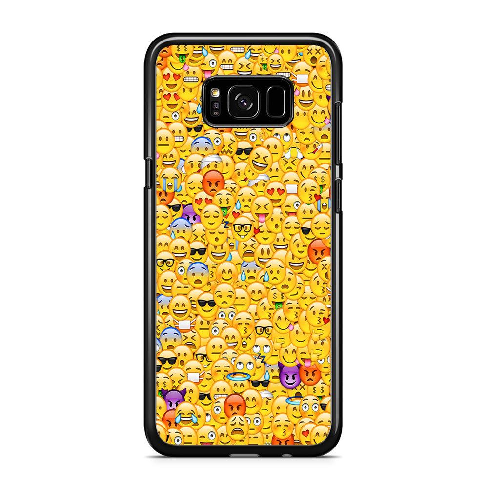 Collection Of Emoticons Samsung Galaxy S8 Case-Rubber / Black (2D Case)-Xtracase