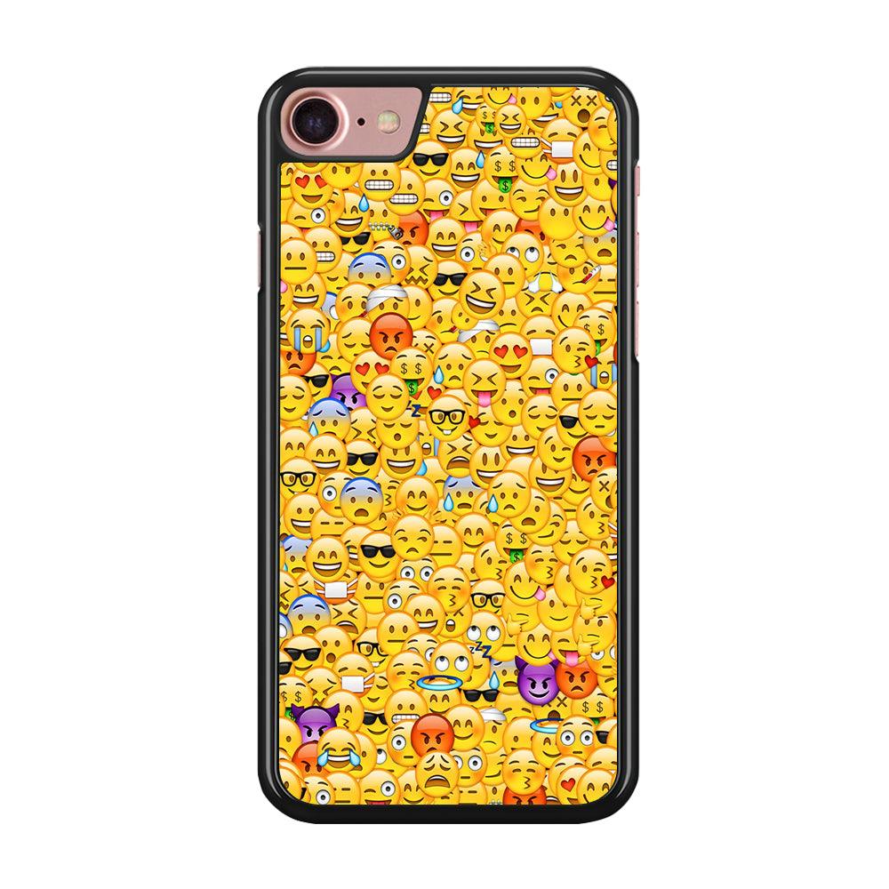 Collection Of Emoticons iPhone SE 2020 Case-Rubber / Black (2D Case)-Xtracase