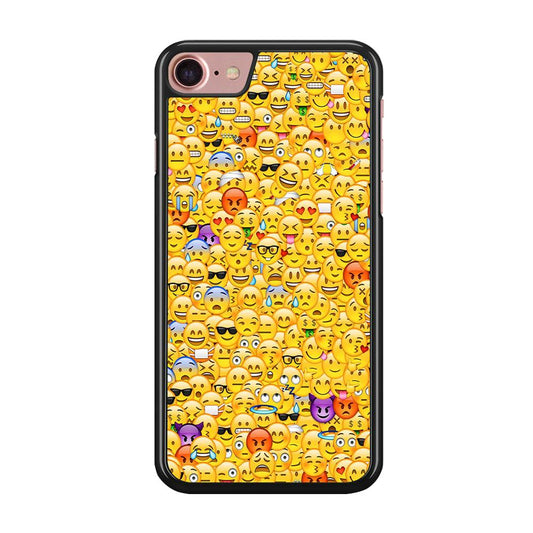 Collection Of Emoticons iPhone SE 2020 Case-Rubber / Black (2D Case)-Xtracase