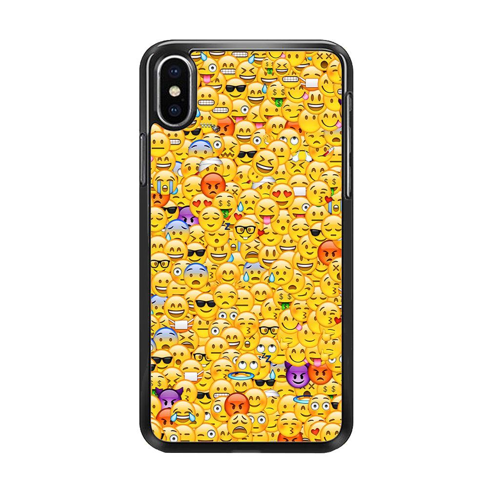 Collection Of Emoticons iPhone Xs Max Case-Rubber / Black (2D Case)-Xtracase