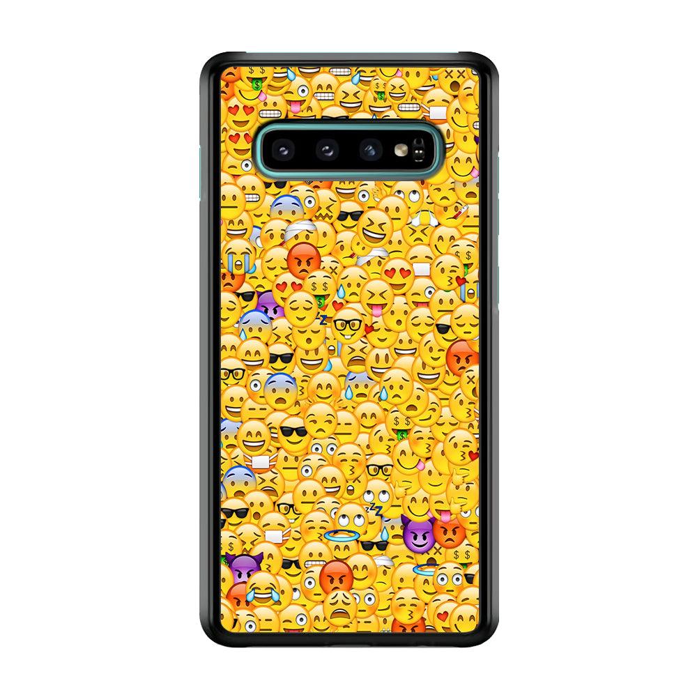 Collection Of Emoticons Samsung Galaxy S10 Case-Rubber / Black (2D Case)-Xtracase