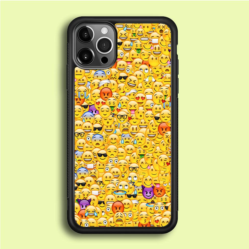 Collection Of Emoticons iPhone 12 Pro Case-Rubber / Black (2D Case)-Xtracase
