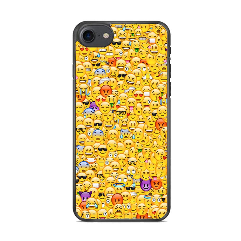 Collection Of Emoticons iPhone 7 Case-Rubber / Black (2D Case)-Xtracase