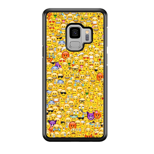 Collection Of Emoticons Samsung Galaxy S9 Case-Rubber / Black (2D Case)-Xtracase