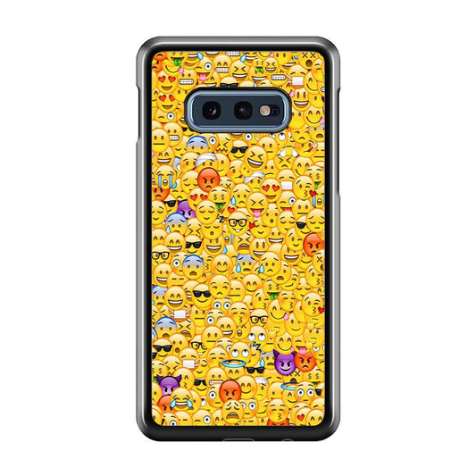 Collection Of Emoticons Samsung Galaxy S10E Case-Rubber / White (2D Case)-Xtracase