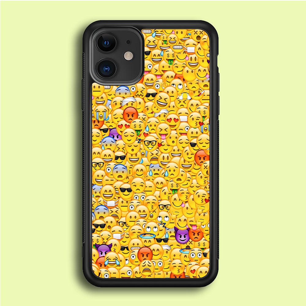 Collection Of Emoticons iPhone 12 Case-Rubber / Black (2D Case)-Xtracase