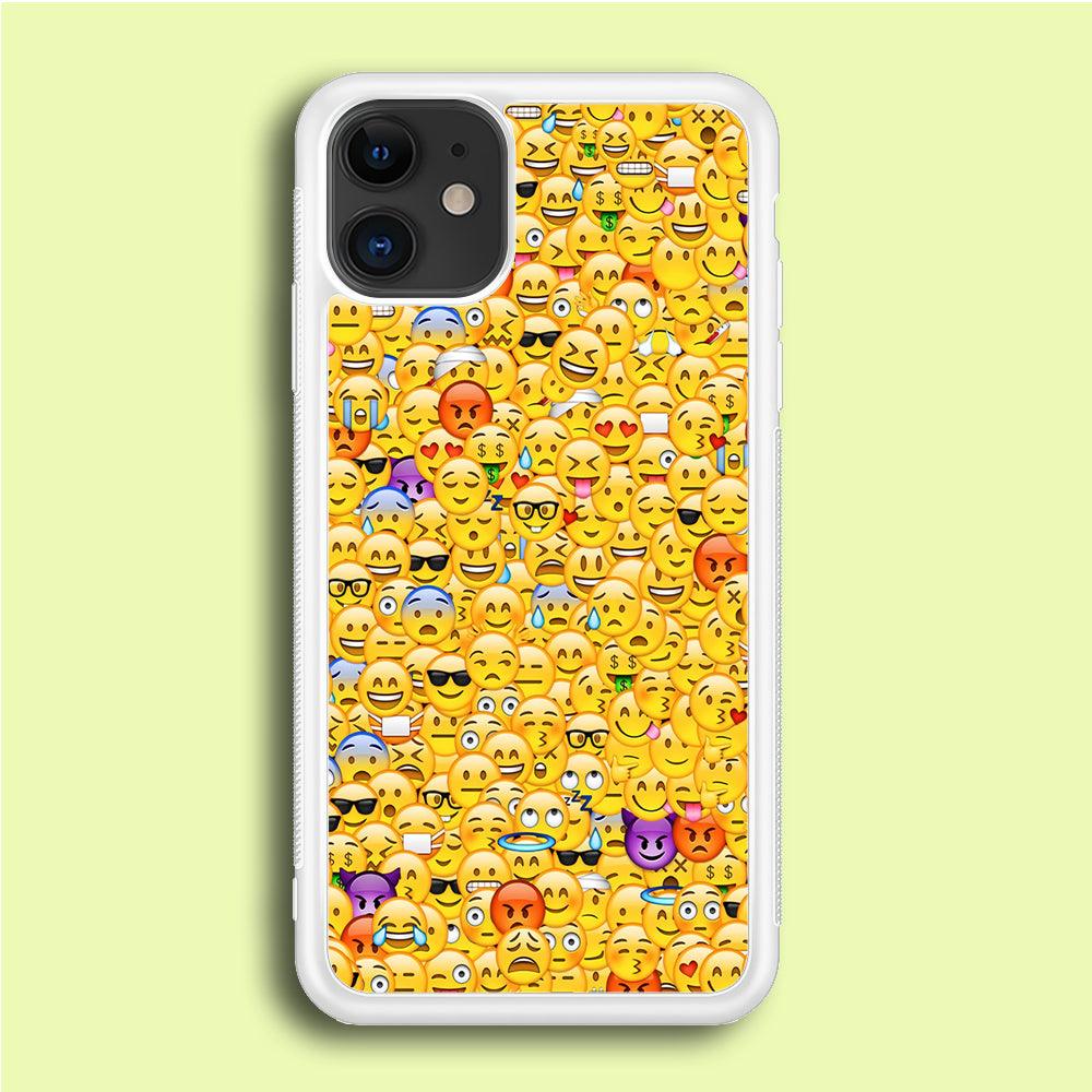 Collection Of Emoticons iPhone 12 Case-Rubber / White (2D Case)-Xtracase