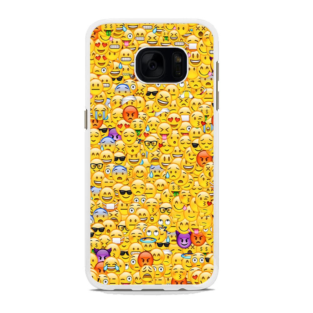 Collection Of Emoticons Samsung Galaxy S7 Edge Case-Rubber / White (2D Case)-Xtracase