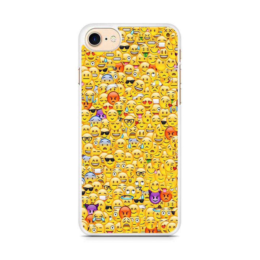 Collection Of Emoticons iPhone 7 Case-Rubber / White (2D Case)-Xtracase