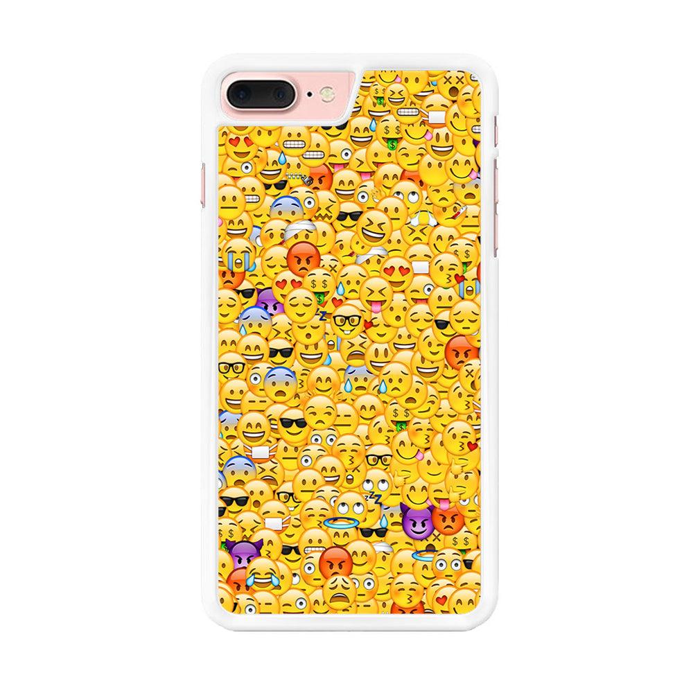 Collection Of Emoticons iPhone 7 Plus Case-Rubber / White (2D Case)-Xtracase