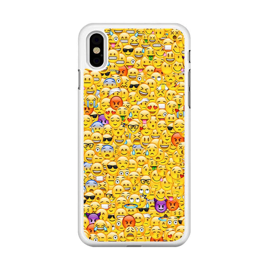 Collection Of Emoticons iPhone X Case-Rubber / White (2D Case)-Xtracase