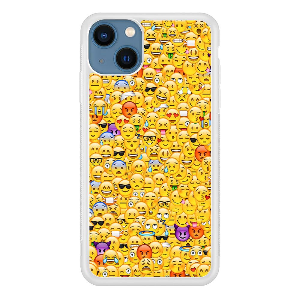 Collection Of Emoticons iPhone 13 Case-Rubber / White (2D Case)-Xtracase