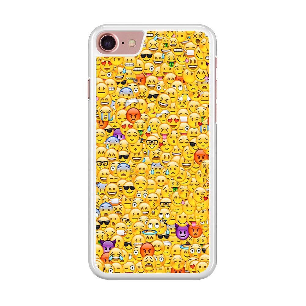 Collection Of Emoticons iPhone SE 2020 Case-Rubber / White (2D Case)-Xtracase