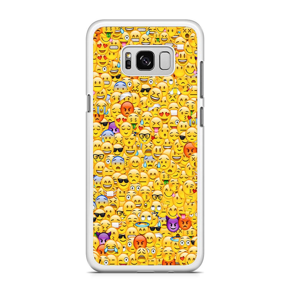 Collection Of Emoticons Samsung Galaxy S8 Case-Rubber / White (2D Case)-Xtracase