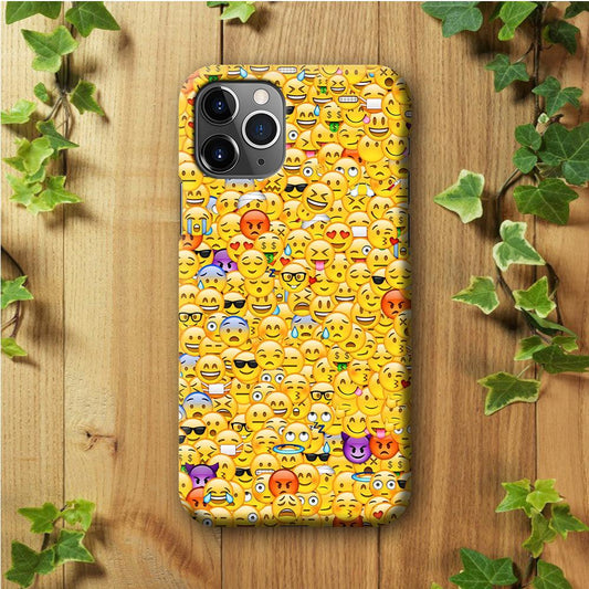 Collection Of Emoticons iPhone 11 Pro Case-Plastic / Full Wrap (3D Case)-Xtracase