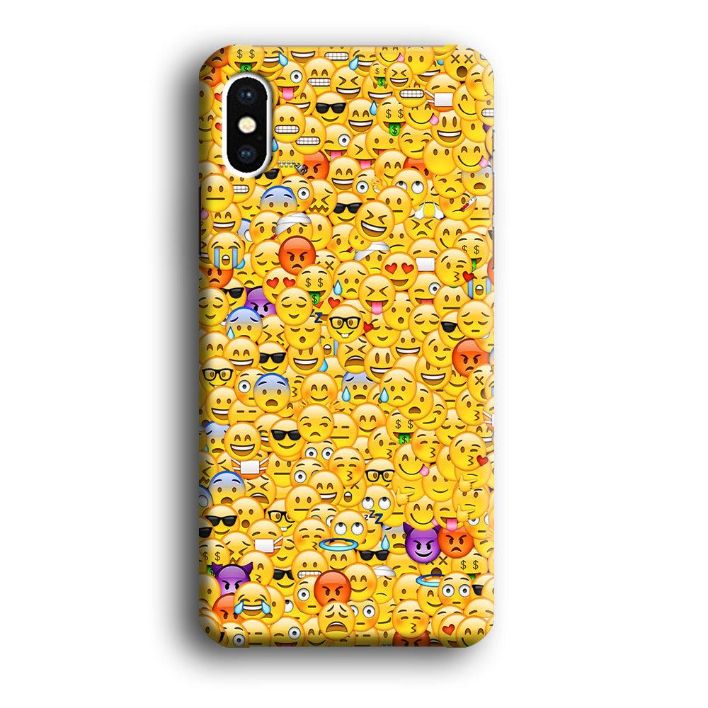 Collection Of Emoticons iPhone Xs Max Case-Plastic / Full Wrap (3D Case)-Xtracase