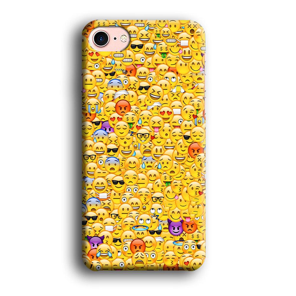 Collection Of Emoticons iPhone 7 Case-Plastic / Full Wrap (3D Case)-Xtracase