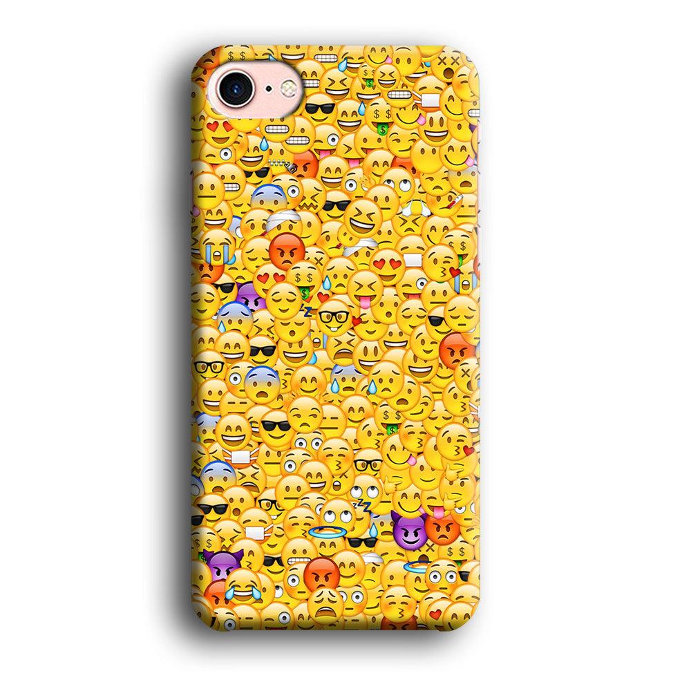 Collection Of Emoticons iPhone SE 2020 Case-Plastic / Full Wrap (3D Case)-Xtracase