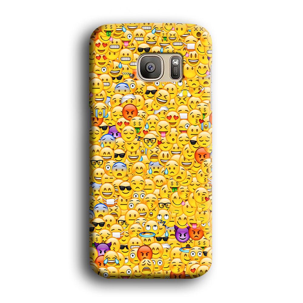 Collection Of Emoticons Samsung Galaxy S7 Edge Case-Plastic / Full Wrap (3D Case)-Xtracase