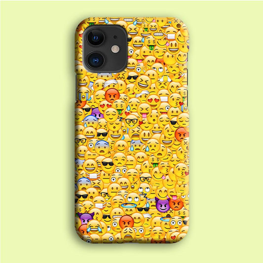 Collection Of Emoticons iPhone 12 Mini Case-Plastic / Full Wrap (3D Case)-Xtracase