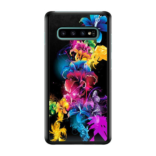Colorful Flower Art Samsung Galaxy S10 Case-Plastic / Full Wrap (3D Case)-Xtracase