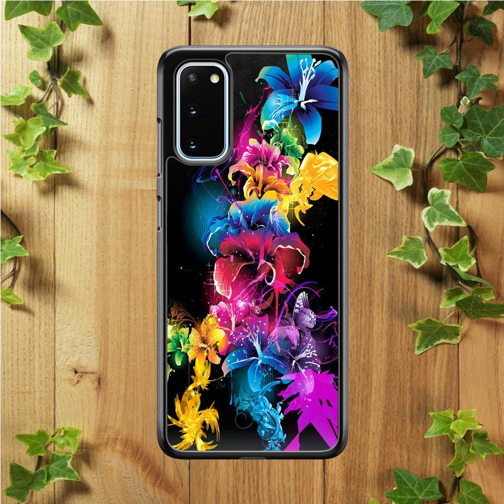 Colorful Flower Art Samsung Galaxy S20 Case-Rubber / White (2D Case)-Xtracase
