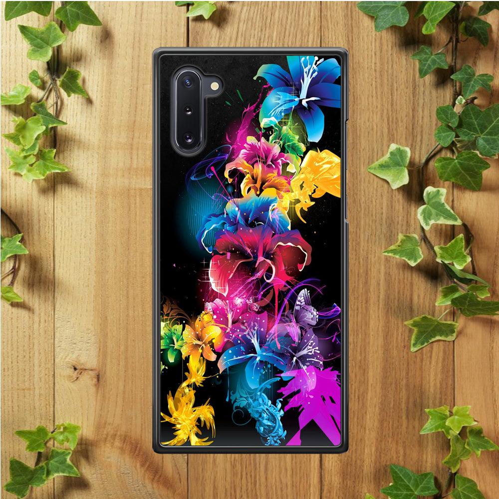 Colorful Flower Art Samsung Galaxy Note 10 Case-Rubber / Black (2D Case)-Xtracase