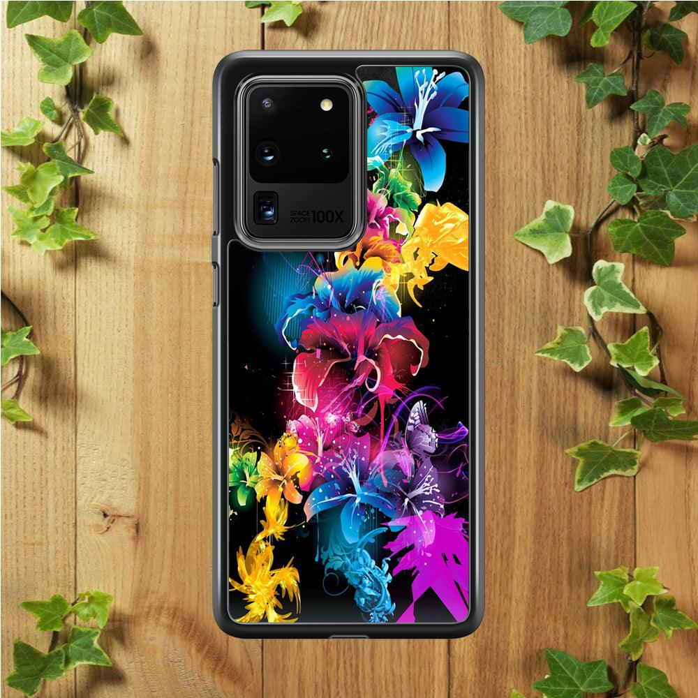 Colorful Flower Art Samsung Galaxy S20 Ultra Case-Plastic / Full Wrap (3D Case)-Xtracase