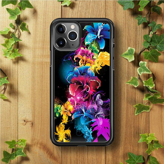 Colorful Flower Art iPhone 11 Pro Case-Rubber / Black (2D Case)-Xtracase