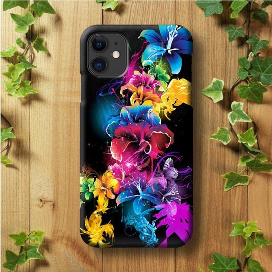 Colorful Flower Art iPhone 11 Case-Plastic / Full Wrap (3D Case)-Xtracase