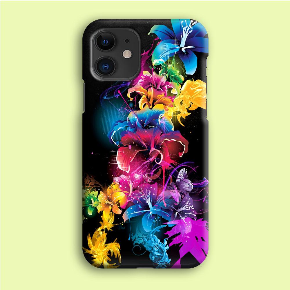 Colorful Flower Art iPhone 12 Case-Plastic / Full Wrap (3D Case)-Xtracase