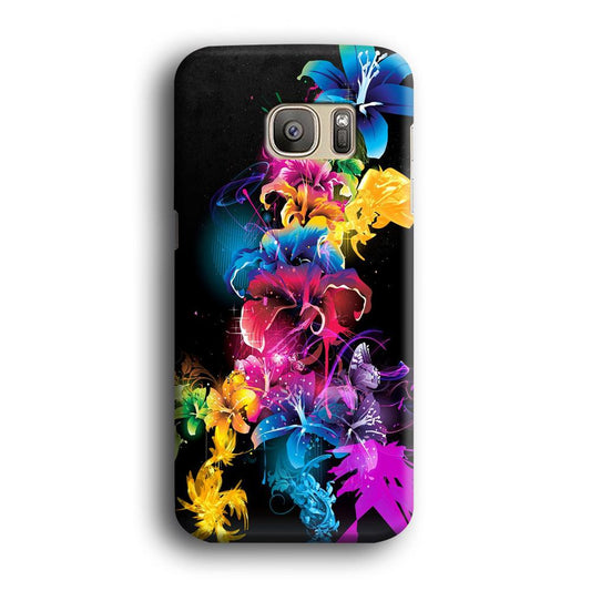 Colorful Flower Art Samsung Galaxy S7 Edge Case-Plastic / Full Wrap (3D Case)-Xtracase