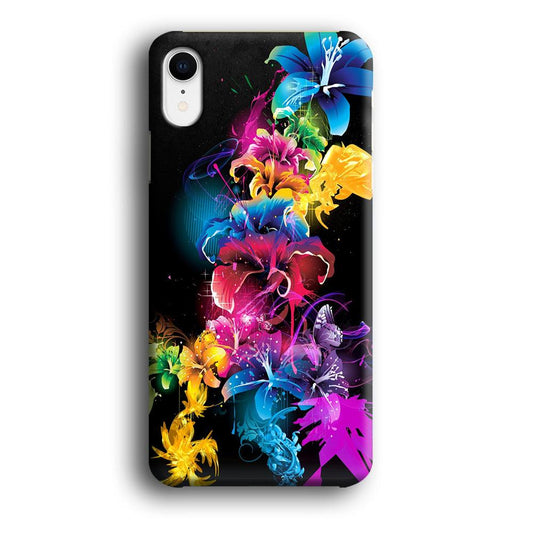 Colorful Flower Art iPhone XR Case-Plastic / Full Wrap (3D Case)-Xtracase