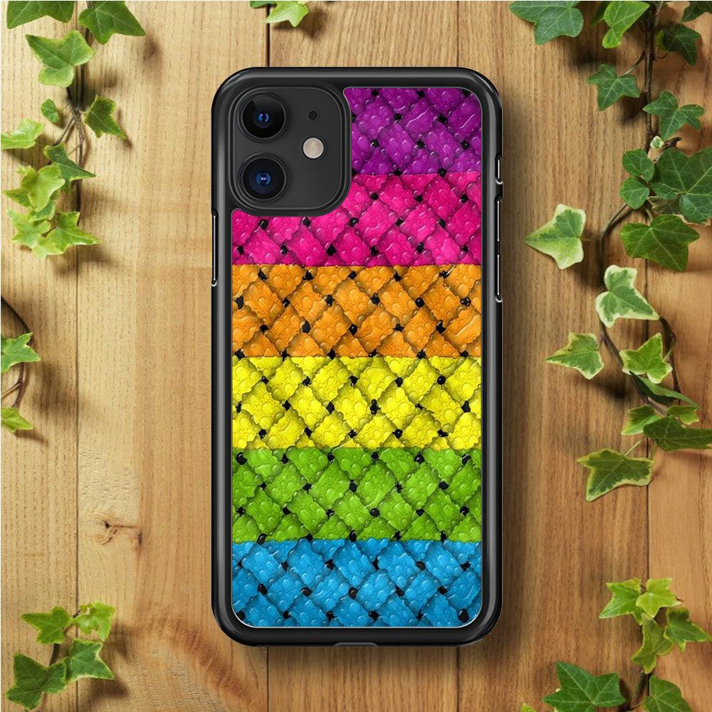 Colorful Weave Bubble iPhone 11 Case-Rubber / Black (2D Case)-Xtracase