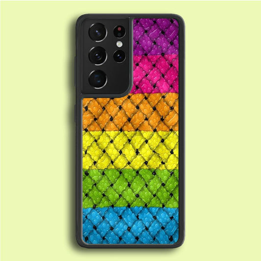 Colorful Weave Bubble Samsung Galaxy S21 Ultra Case-Rubber / White (2D Case)-Xtracase