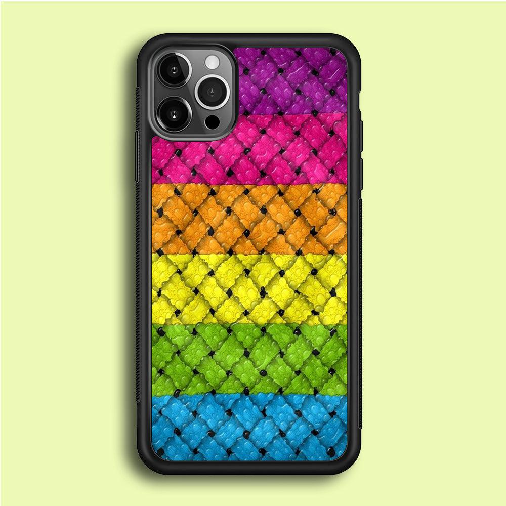 Colorful Weave Bubble iPhone 12 Pro Case-Rubber / Black (2D Case)-Xtracase