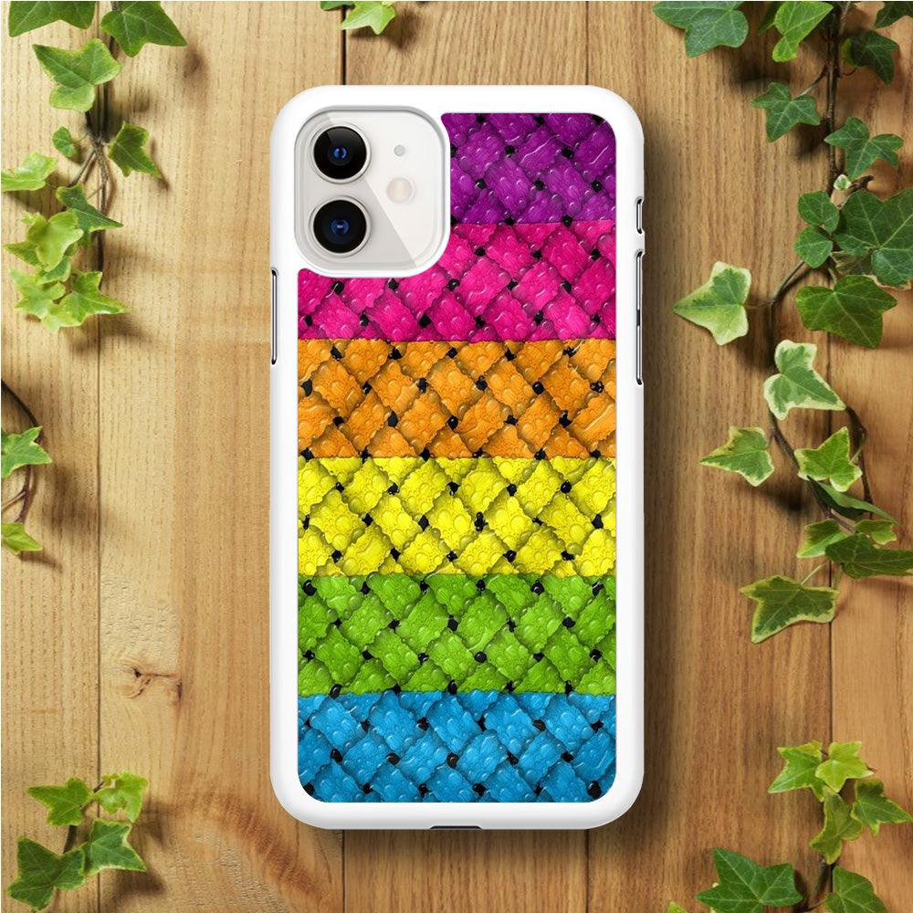 Colorful Weave Bubble iPhone 11 Case-Rubber / White (2D Case)-Xtracase