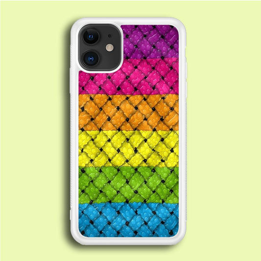 Colorful Weave Bubble iPhone 12 Case-Rubber / White (2D Case)-Xtracase