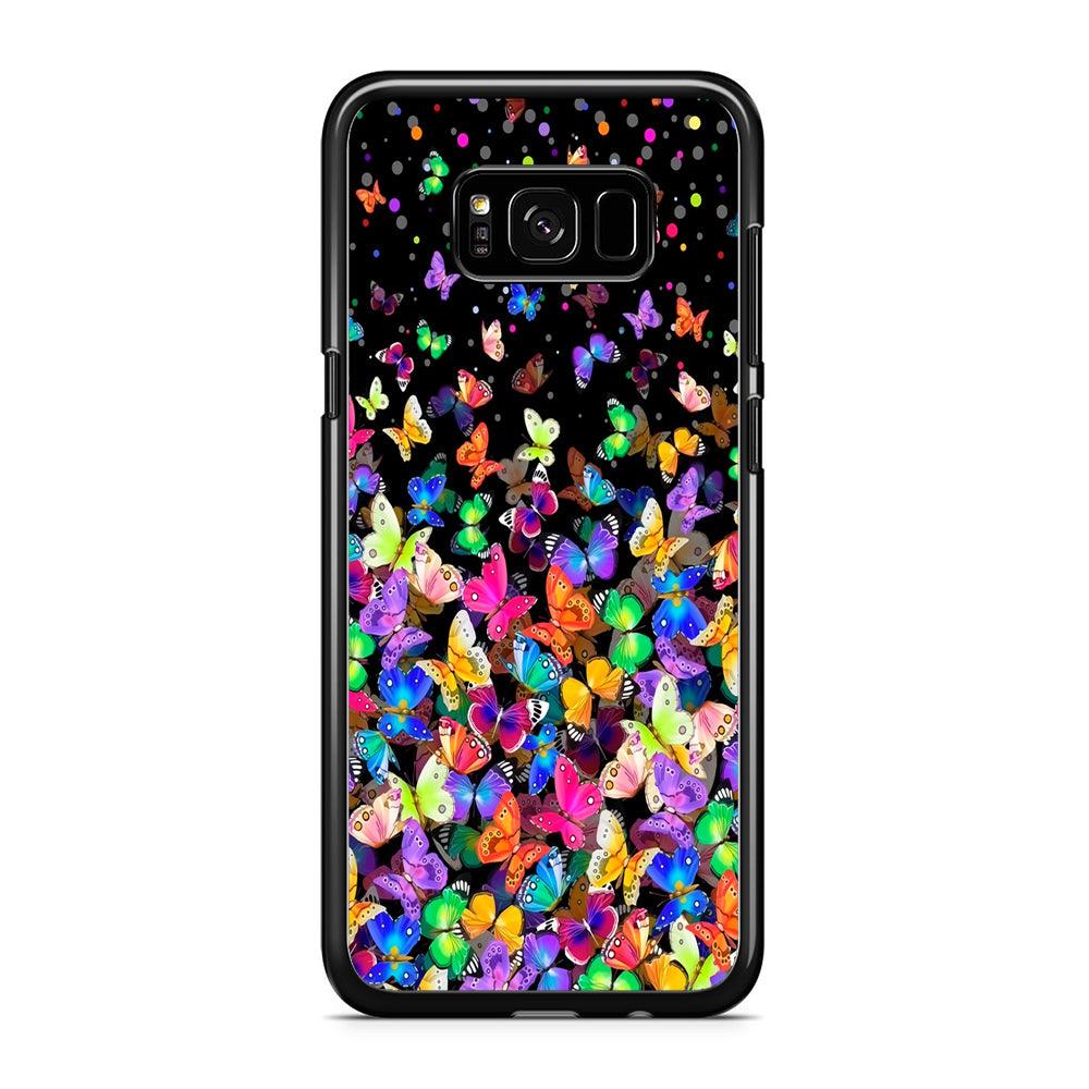 Colorfull Butterfly in The Dark Samsung Galaxy S8 Case-Rubber / Black (2D Case)-Xtracase