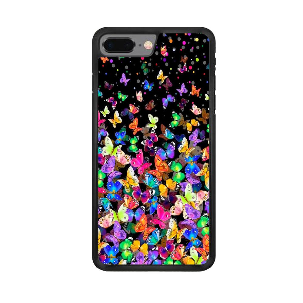Colorfull Butterfly in The Dark iPhone 8 Plus Case-Rubber / Black (2D Case)-Xtracase